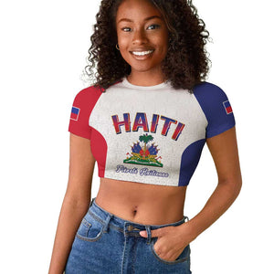 Afro-Haitians World Football 2026 Raglan Cropped T shirt Haiti est de Retour White Voodoo Veve Spirits LT9