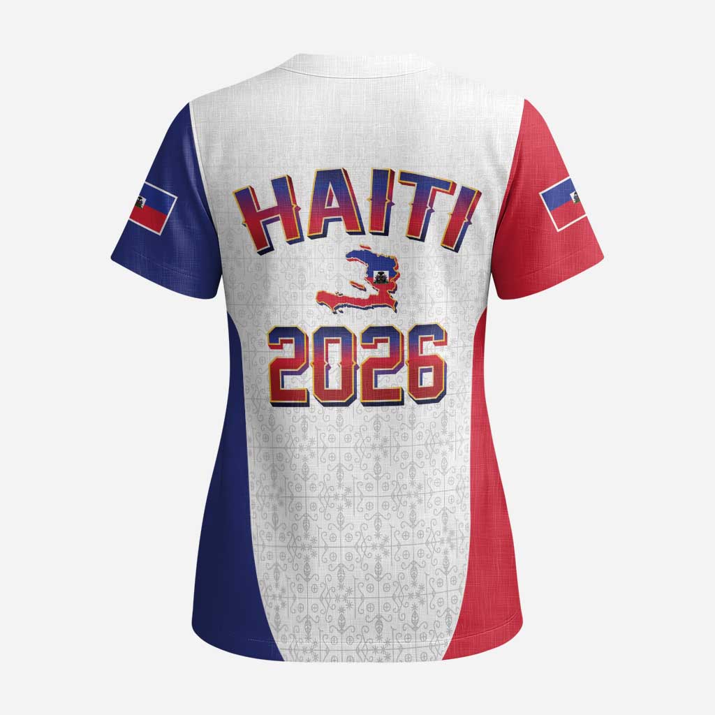Afro-Haitians World Football 2026 Scrub Top Haiti est de Retour White Voodoo Veve Spirits - African Pride