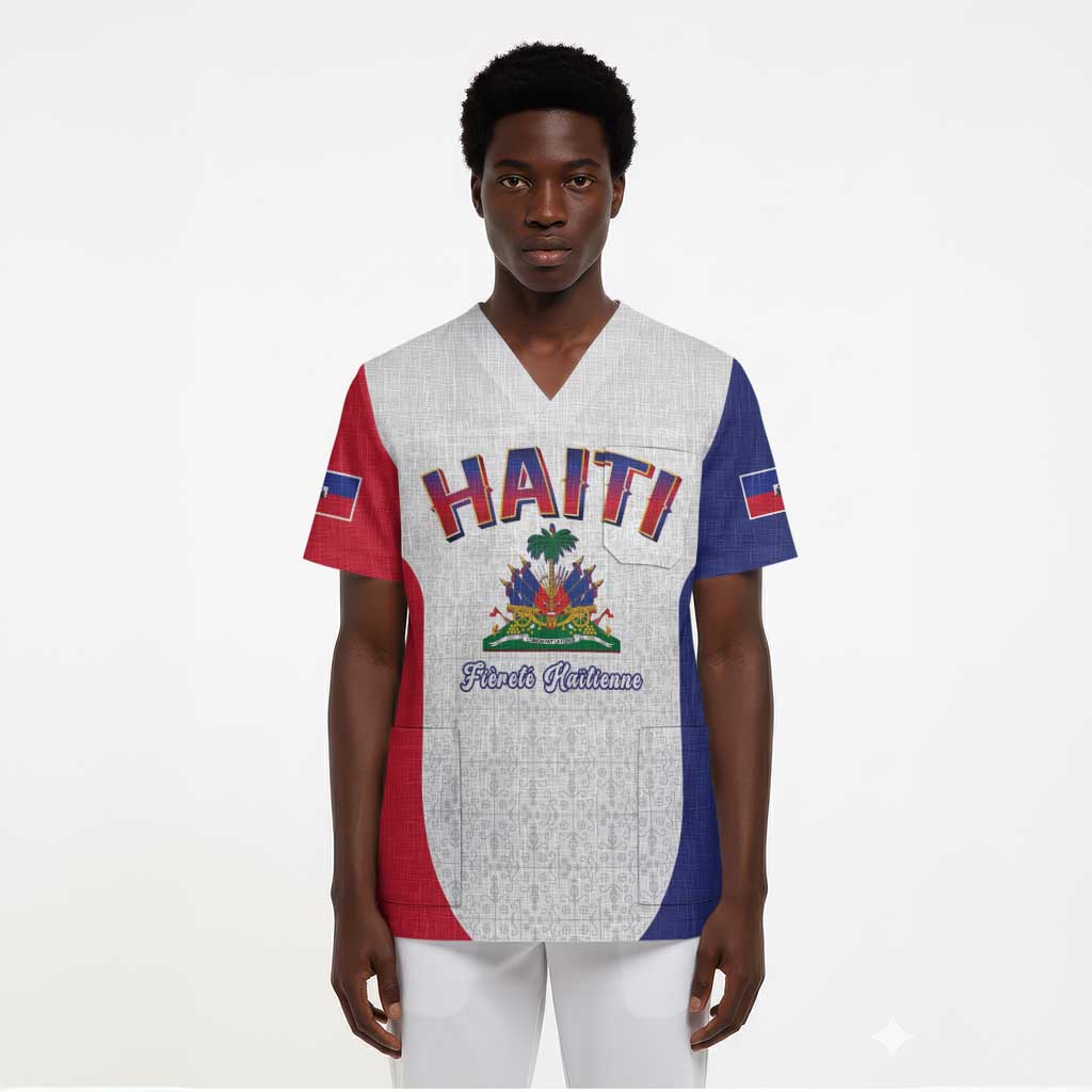 Afro-Haitians World Football 2026 Scrub Top Haiti est de Retour White Voodoo Veve Spirits - African Pride