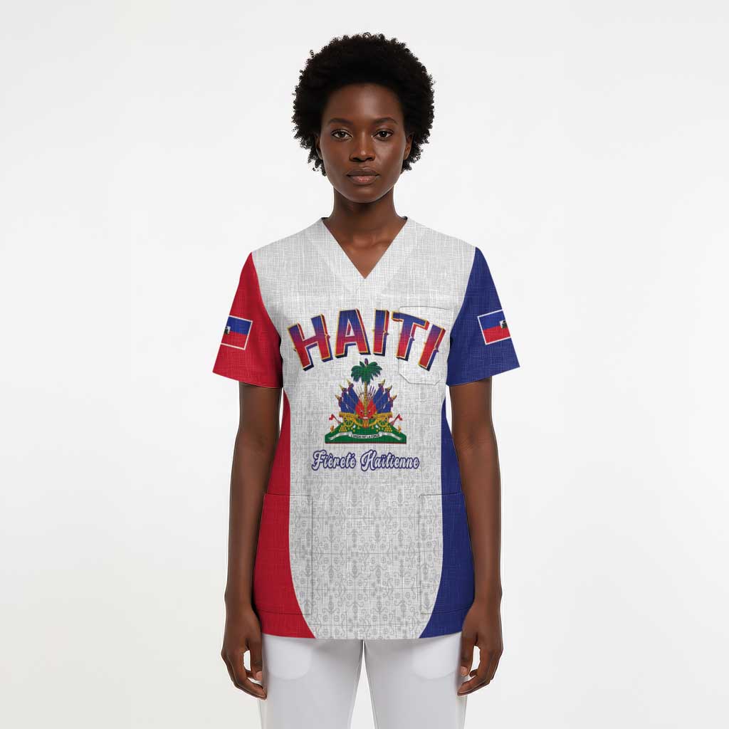 Afro-Haitians World Football 2026 Scrub Top Haiti est de Retour White Voodoo Veve Spirits - African Pride