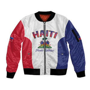 Afro-Haitians World Football 2026 Sleeve Zip Bomber Jacket Haiti est de Retour White Voodoo Veve Spirits - African Pride