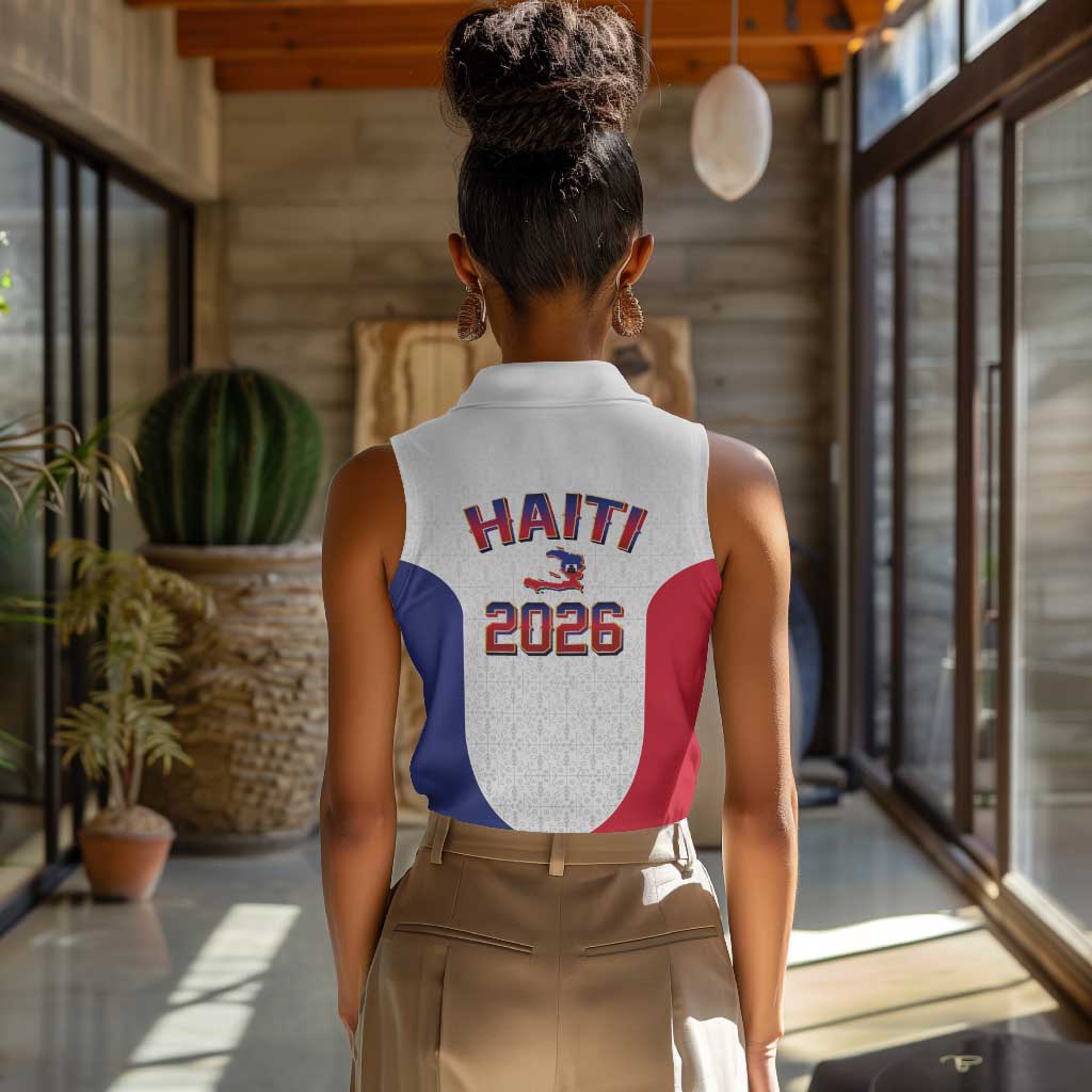 Afro-Haitians World Football 2026 Women Sleeveless Polo Shirt Haiti est de Retour White Voodoo Veve Spirits - African Pride