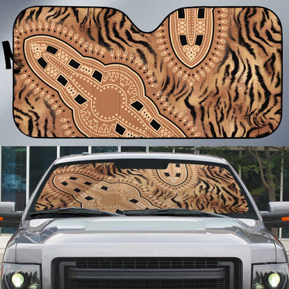 Africa Tiger Mix Dashiki Tribal Pattern Auto Sun Shade