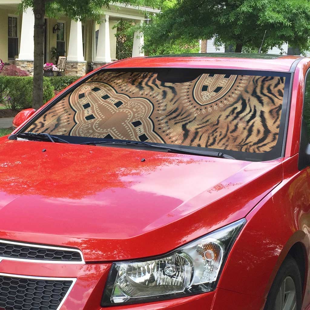 Africa Tiger Mix Dashiki Tribal Pattern Auto Sun Shade
