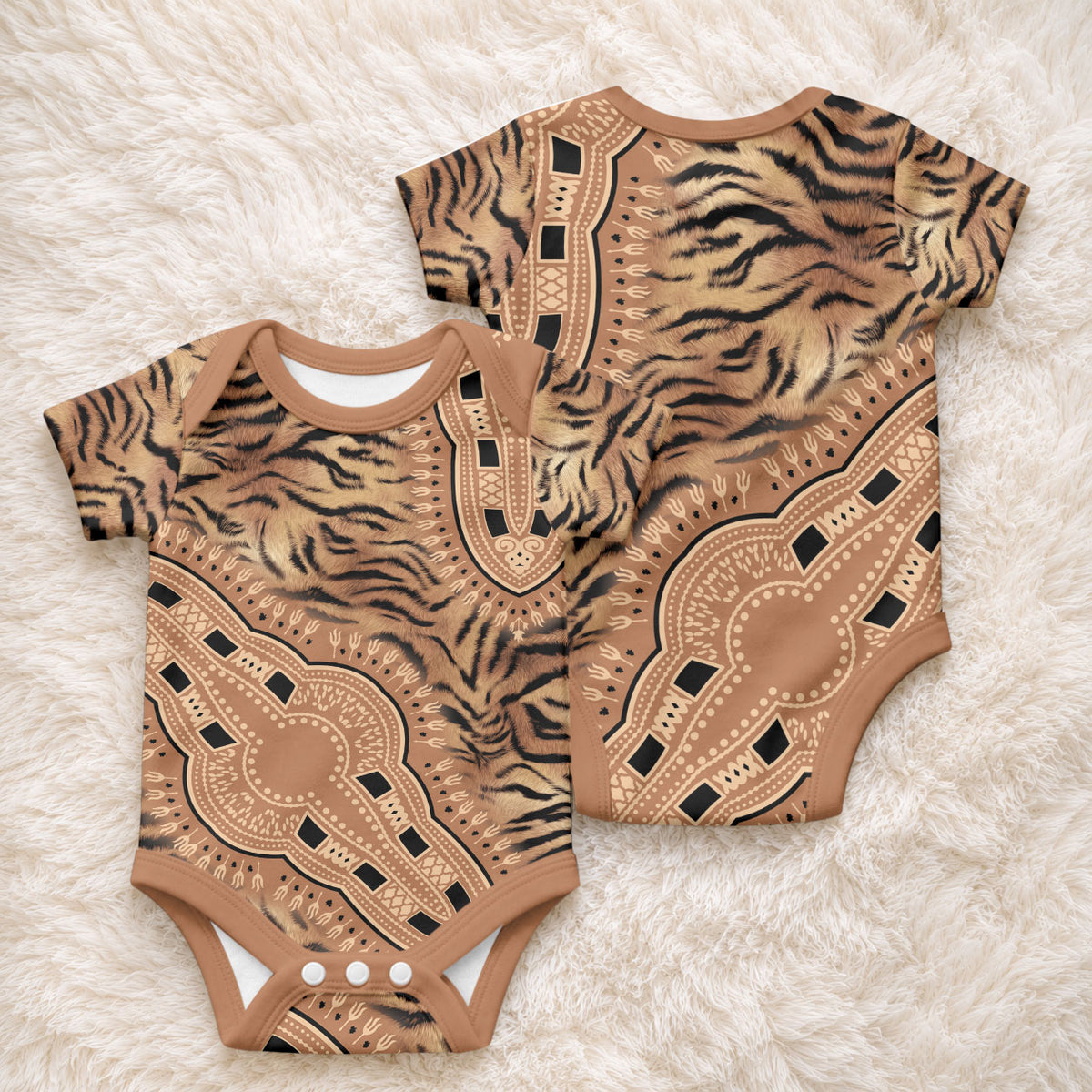 Africa Tiger Mix Dashiki Tribal Pattern Baby Onesie