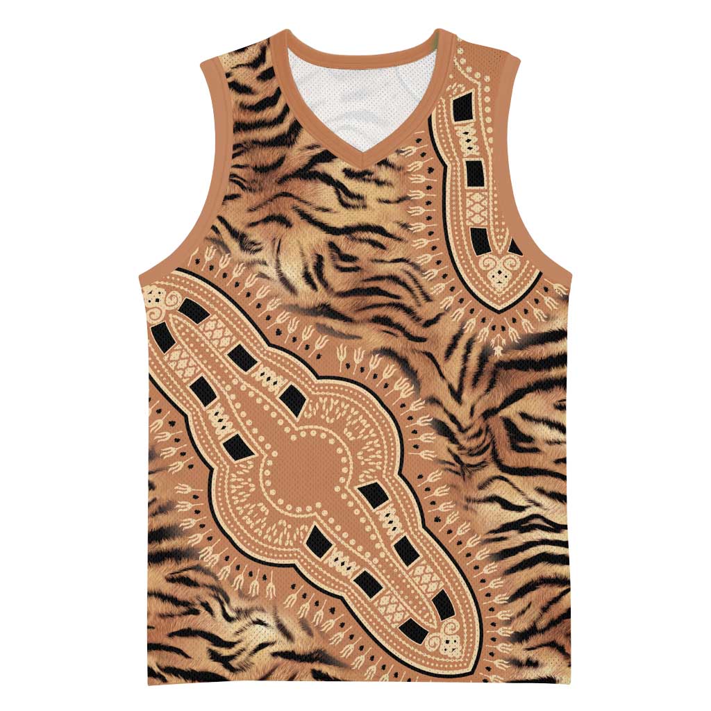 Afro Tiger Mix Dashiki Tribal Pattern Basketball Jersey LT9