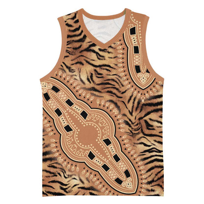 Afro Tiger Mix Dashiki Tribal Pattern Basketball Jersey LT9