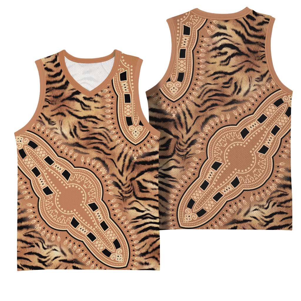 Afro Tiger Mix Dashiki Tribal Pattern Basketball Jersey LT9