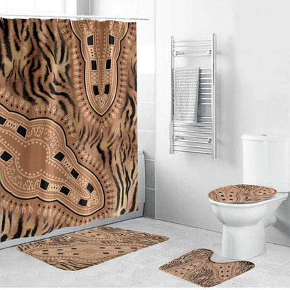Africa Tiger Mix Dashiki Tribal Pattern Bathroom Set