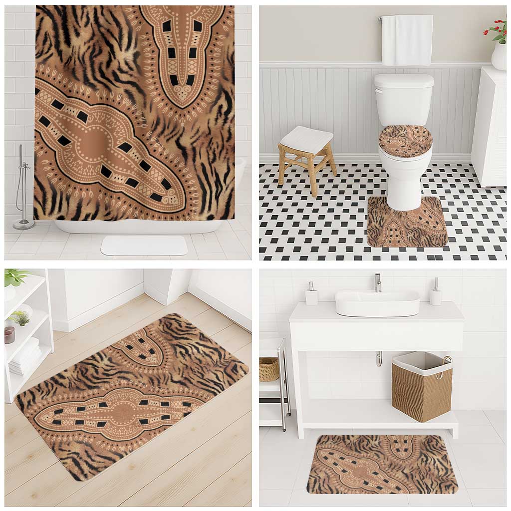 Africa Tiger Mix Dashiki Tribal Pattern Bathroom Set
