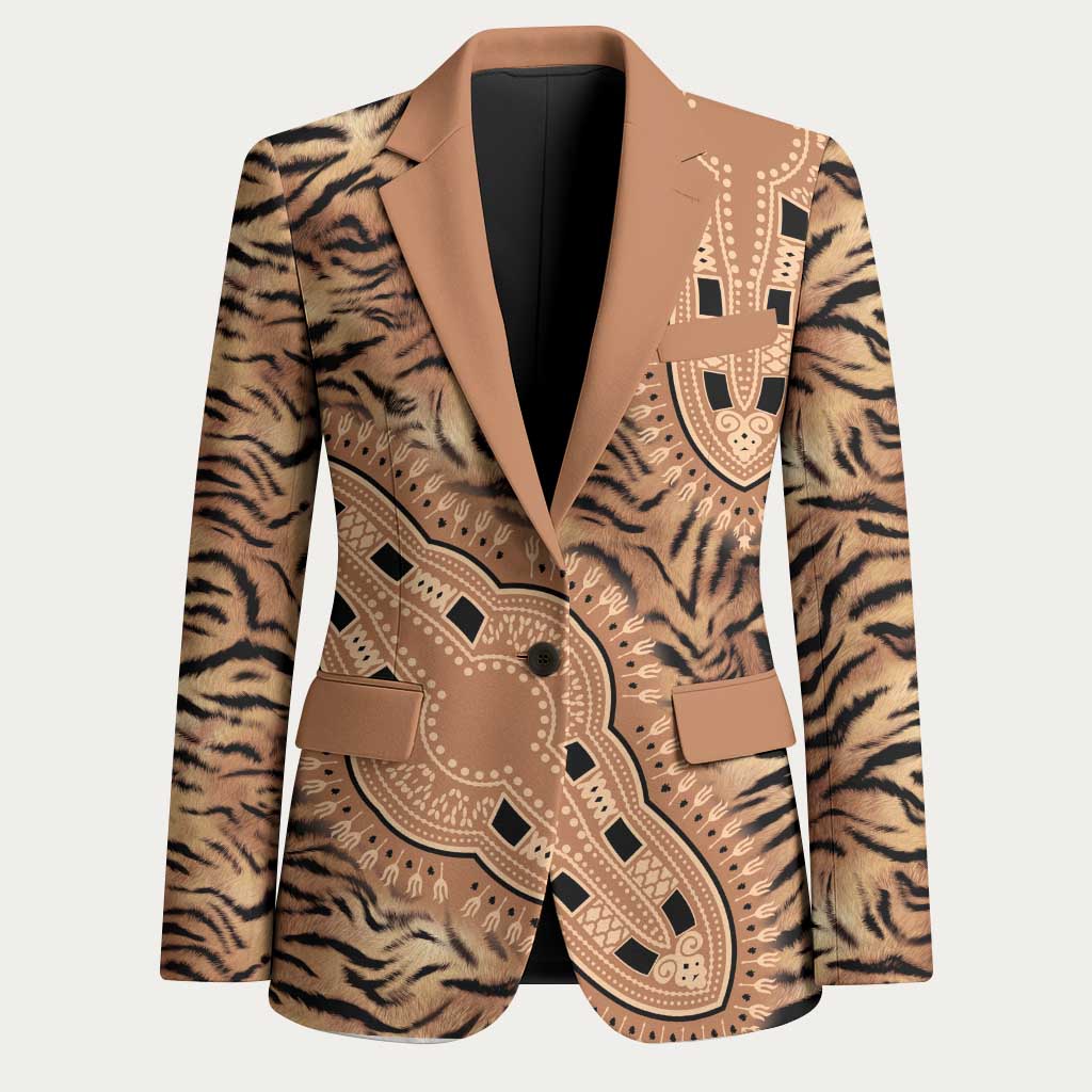 Africa Tiger Mix Dashiki Tribal Pattern Blazer