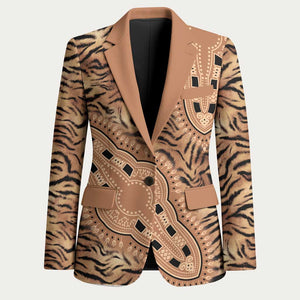 Africa Tiger Mix Dashiki Tribal Pattern Blazer