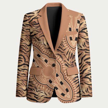 Africa Tiger Mix Dashiki Tribal Pattern Blazer