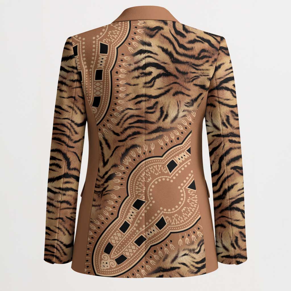 Africa Tiger Mix Dashiki Tribal Pattern Blazer