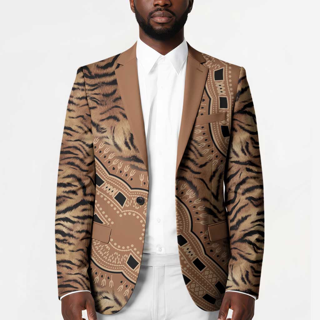 Africa Tiger Mix Dashiki Tribal Pattern Blazer