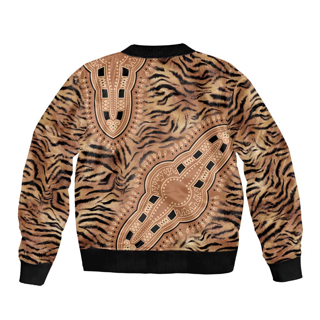 Afro Tiger Mix Dashiki Tribal Pattern Bomber Jacket