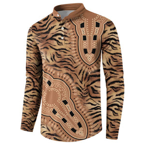 Africa Tiger Mix Dashiki Tribal Pattern Button Sweatshirt