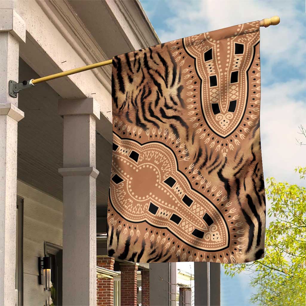 Afro Tiger Mix Dashiki Tribal Pattern Garden Flag