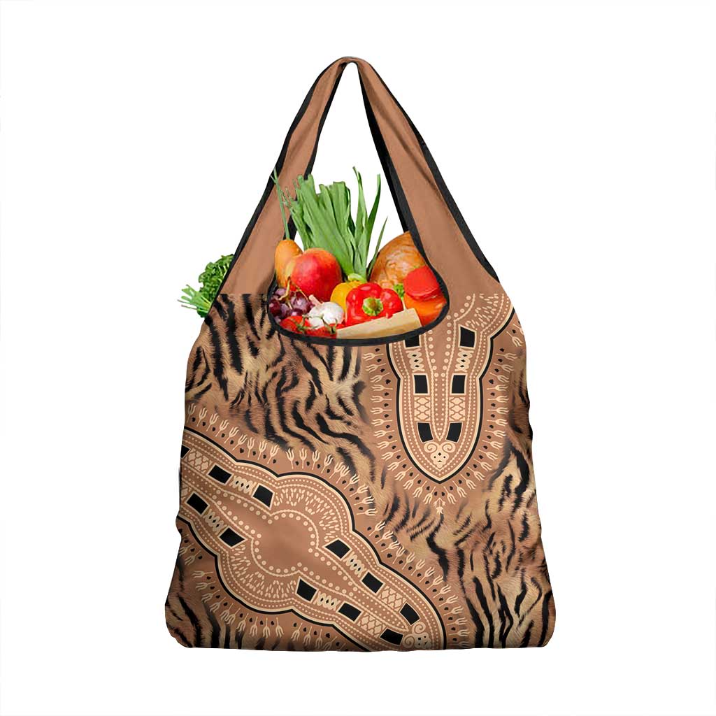 Afro Tiger Mix Dashiki Tribal Pattern Grocery Bag