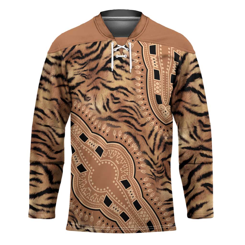 Africa Tiger Mix Dashiki Tribal Pattern Hockey Jersey