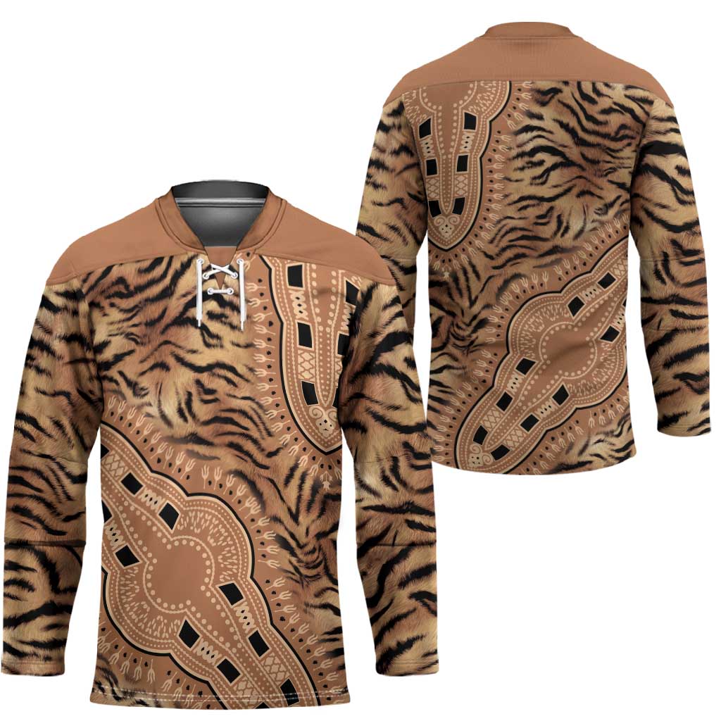 Africa Tiger Mix Dashiki Tribal Pattern Hockey Jersey