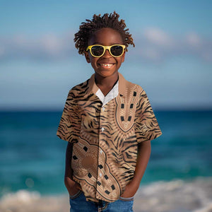 Afro Tiger Mix Dashiki Tribal Pattern Kid Hawaiian Shirt