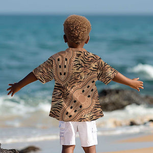 Afro Tiger Mix Dashiki Tribal Pattern Kid Hawaiian Shirt