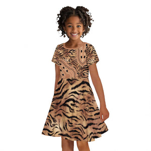 Afro Tiger Mix Dashiki Tribal Pattern Kid Short Sleeve Dress