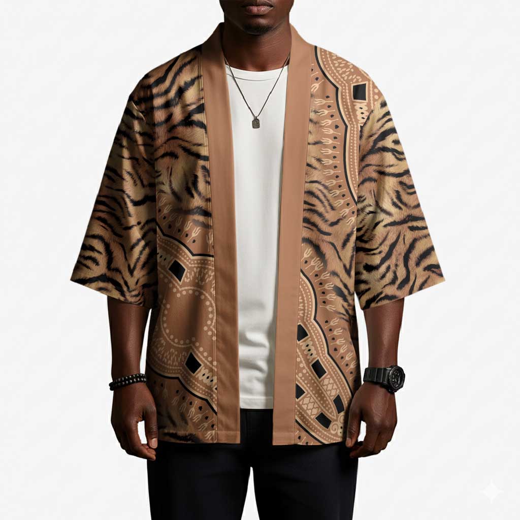 Africa Tiger Mix Dashiki Tribal Pattern Kimono