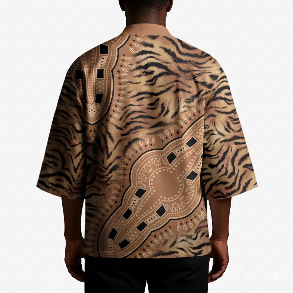 Africa Tiger Mix Dashiki Tribal Pattern Kimono