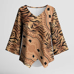Africa Tiger Mix Dashiki Tribal Pattern Kimono Sleeve Blouse