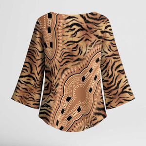 Africa Tiger Mix Dashiki Tribal Pattern Kimono Sleeve Blouse
