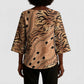 Africa Tiger Mix Dashiki Tribal Pattern Kimono Sleeve Blouse