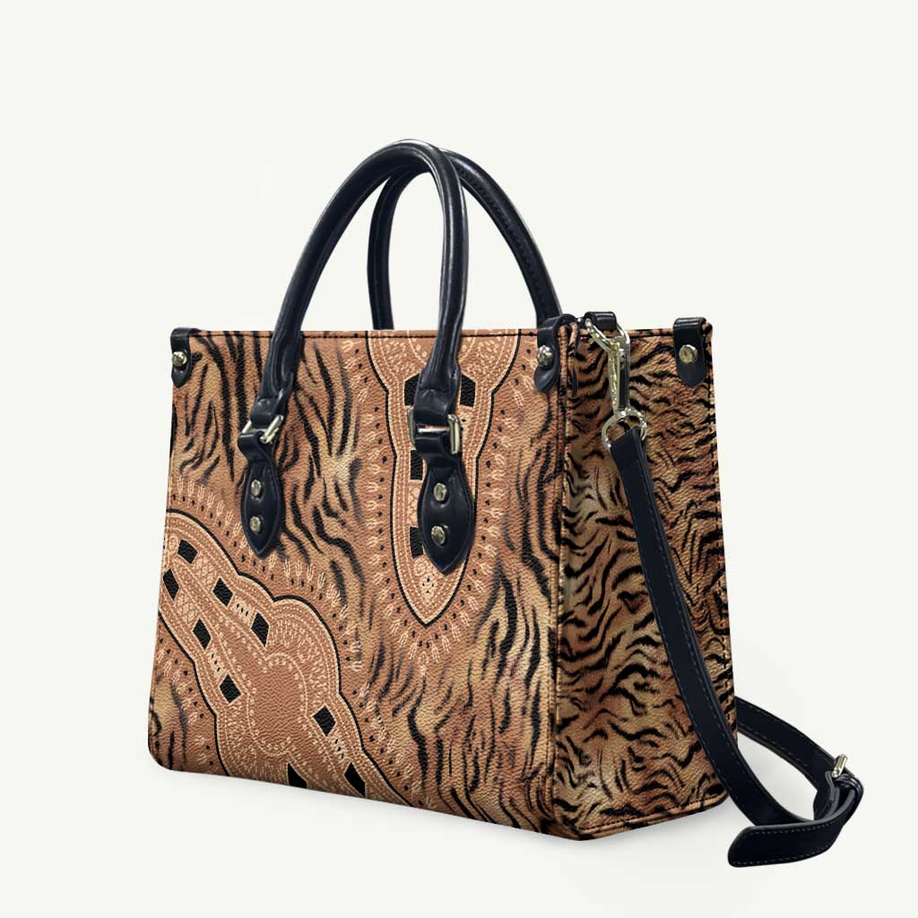 Africa Tiger Mix Dashiki Tribal Pattern Leather Bag