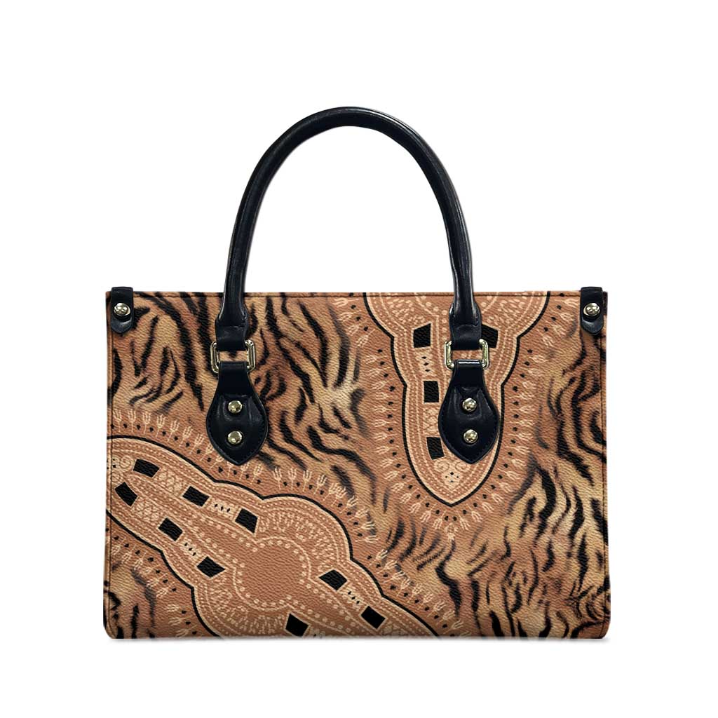 Africa Tiger Mix Dashiki Tribal Pattern Leather Bag