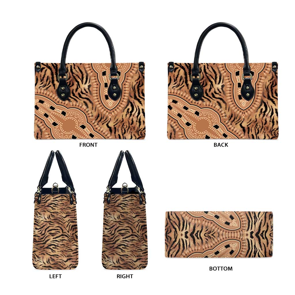 Africa Tiger Mix Dashiki Tribal Pattern Leather Bag