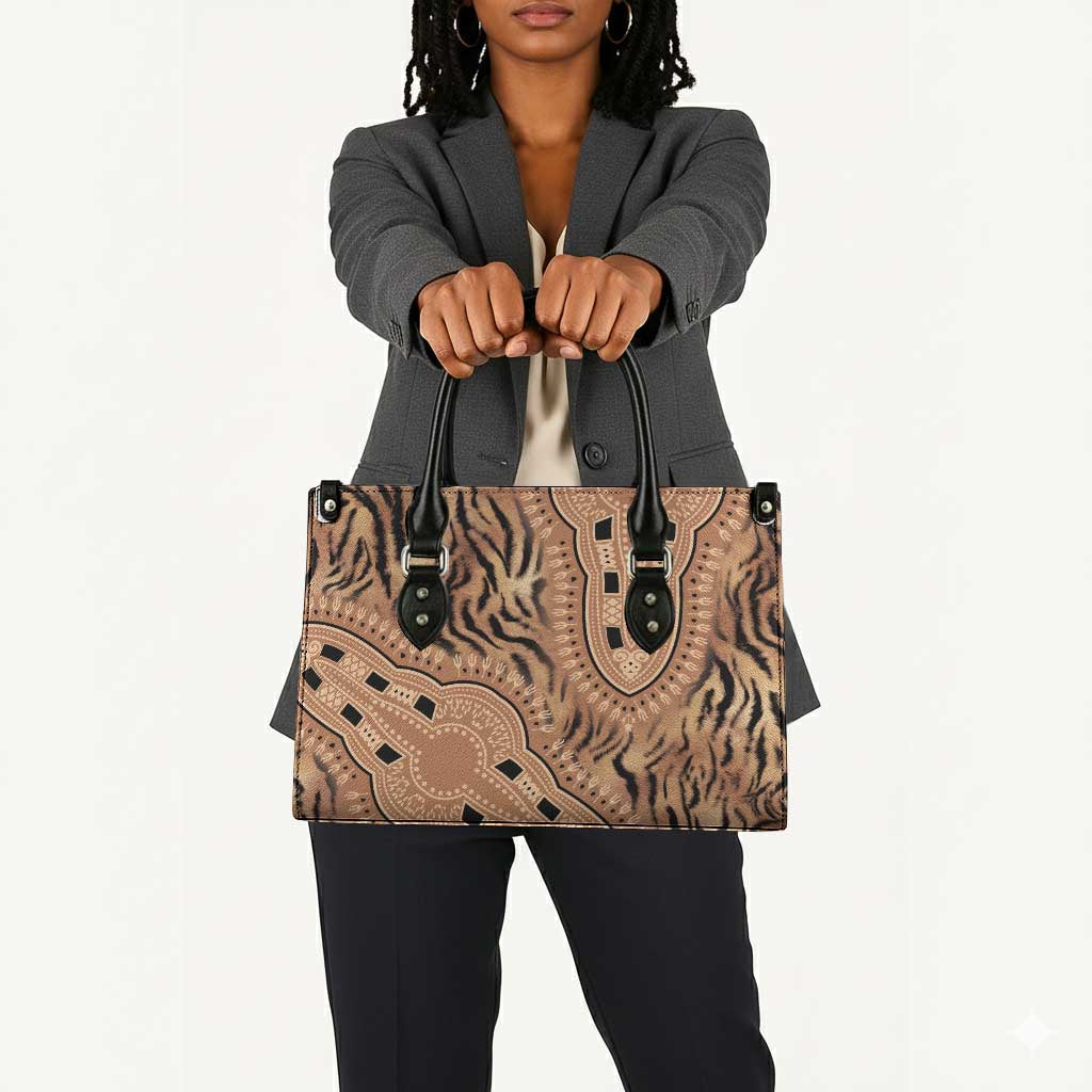 Africa Tiger Mix Dashiki Tribal Pattern Leather Bag