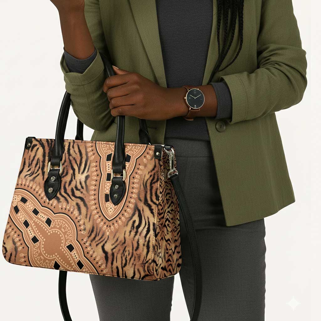 Africa Tiger Mix Dashiki Tribal Pattern Leather Bag