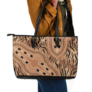 Afro Tiger Mix Dashiki Tribal Pattern Leather Tote Bag