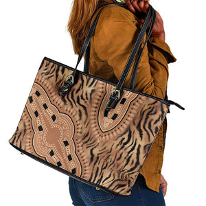 Afro Tiger Mix Dashiki Tribal Pattern Leather Tote Bag