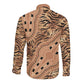 Afro Tiger Mix Dashiki Tribal Pattern Long Sleeve Button Shirt