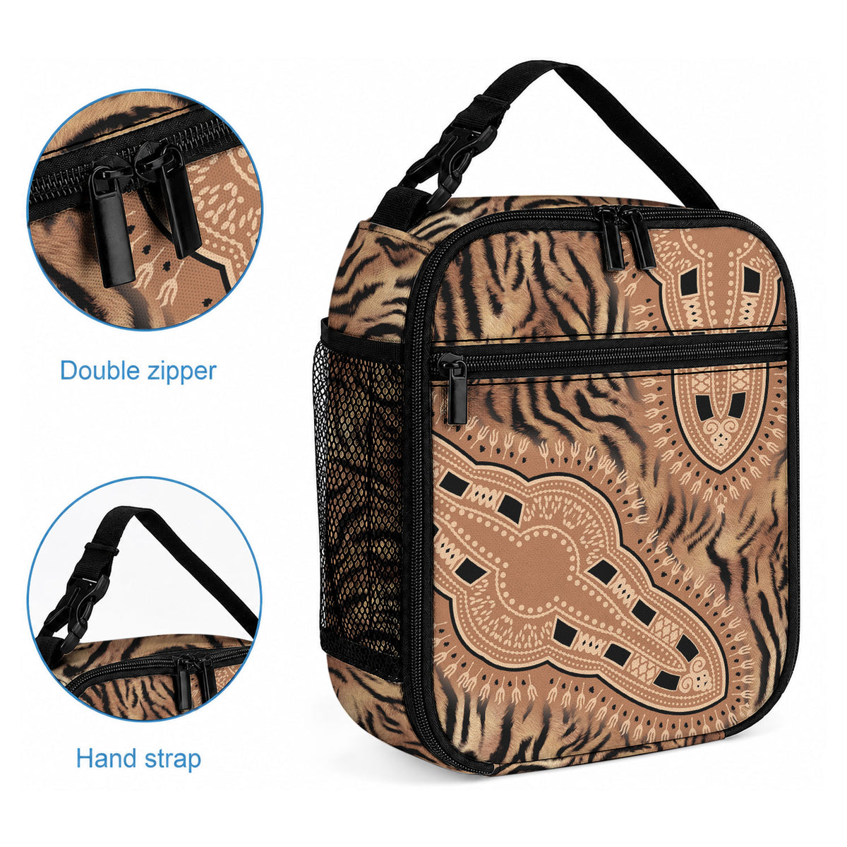 Africa Tiger Mix Dashiki Tribal Pattern Lunch Bag