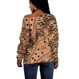 Afro Tiger Mix Dashiki Tribal Pattern Off Shoulder Sweater