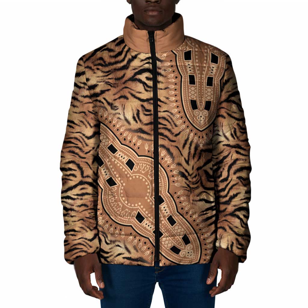Africa Tiger Mix Dashiki Tribal Pattern Padded Jacket