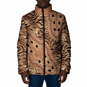 Africa Tiger Mix Dashiki Tribal Pattern Padded Jacket