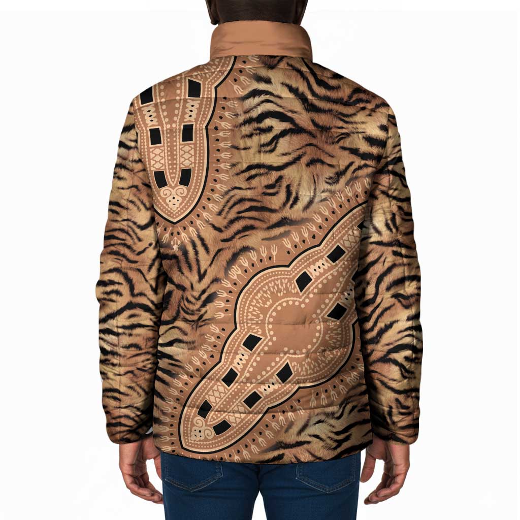 Africa Tiger Mix Dashiki Tribal Pattern Padded Jacket