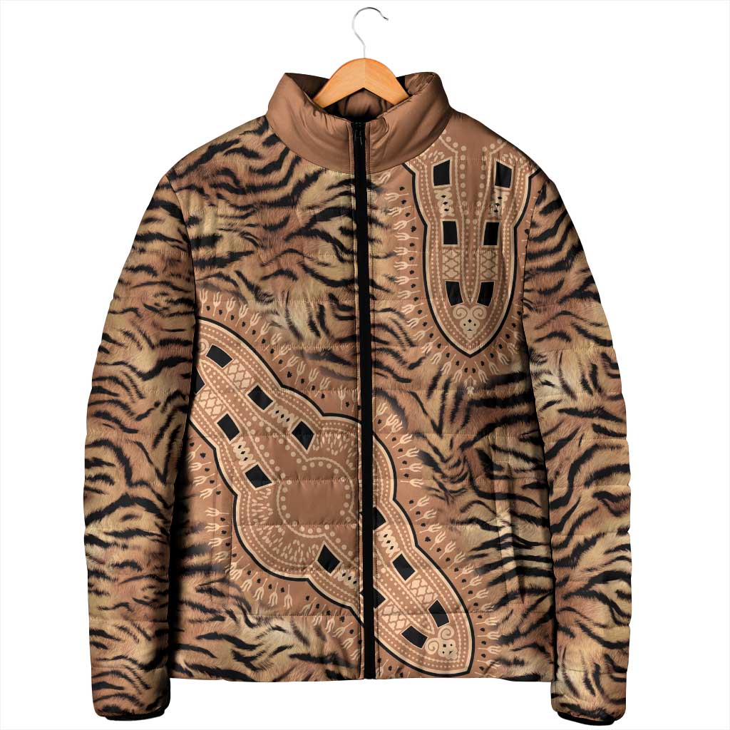 Africa Tiger Mix Dashiki Tribal Pattern Padded Jacket