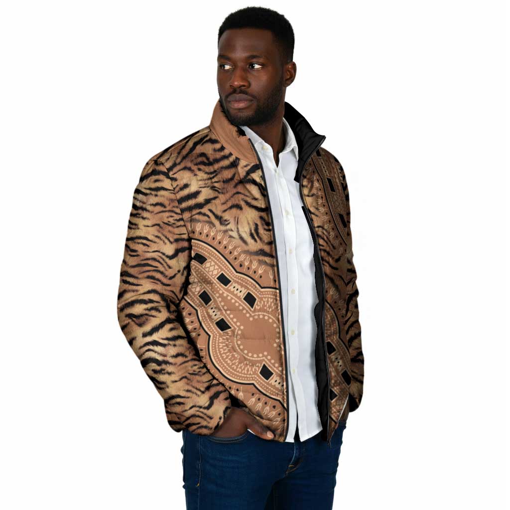 Africa Tiger Mix Dashiki Tribal Pattern Padded Jacket
