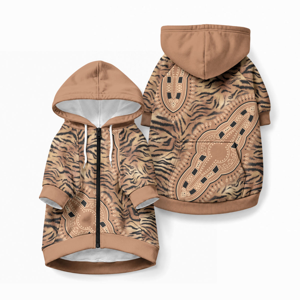Africa Tiger Mix Dashiki Tribal Pattern Pet Hoodie