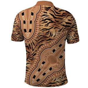 Afro Tiger Mix Dashiki Tribal Pattern Polo Shirt